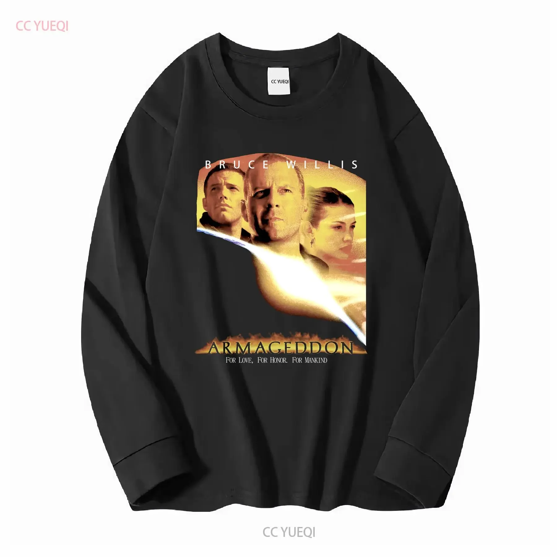BRUCE WILLIS THRASHED ARMAGEDDON VTG MOVIE PROMO T SHIRT LARGE RARE 1998 EURO vintage Washed Casual fashion graphic Stretched