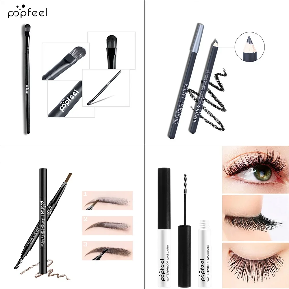 Popfeel-Kit Complet de Maquillage Tout-en-un pour Femme, Ombre à Paupières, Eyeblogueur, Eyeliner, Mascara, Brosse, Cadeau de Luxe