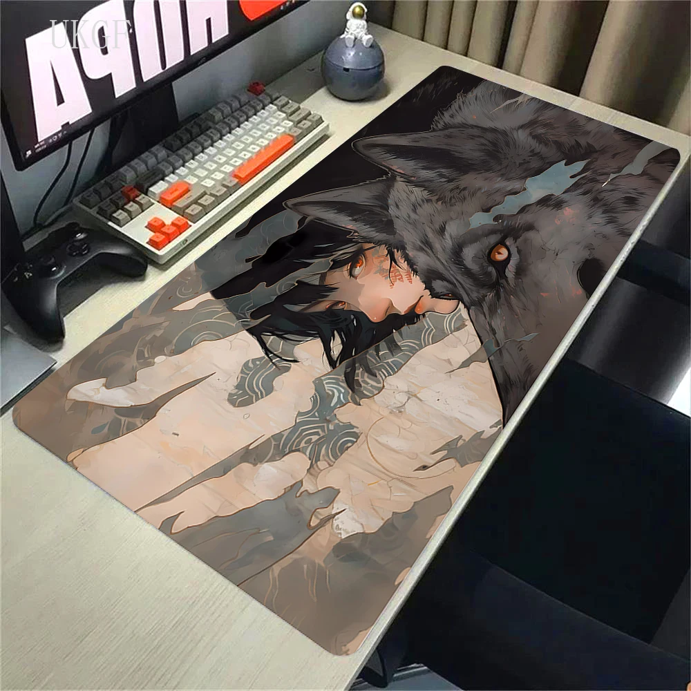 Wolf Clan Girl Large Mouse Pad Gamer Gaming Mousepad Office PC Computer Mouse Mat Rubber Keyboard Mat Desk Pads Laptop Mausepad