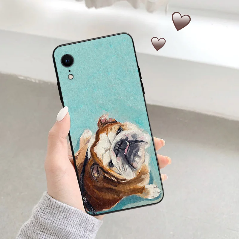 Phone Cases For iphone 15Pro XS Max 11 12 13 14 Pro 7 8 15 Plus Mini SE X XR Cute French English Bulldog Camera Protective Cover