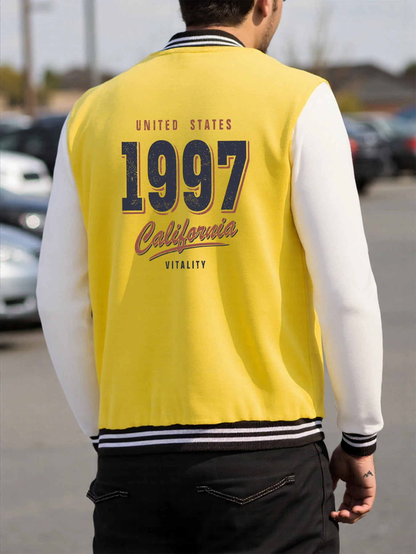 Estados Unidos California 1997 Diseño Hombres Chaquetas de béisbol Moda Abrigos casuales Jersey con botones de lana Venta caliente Ropa de gran tamaño