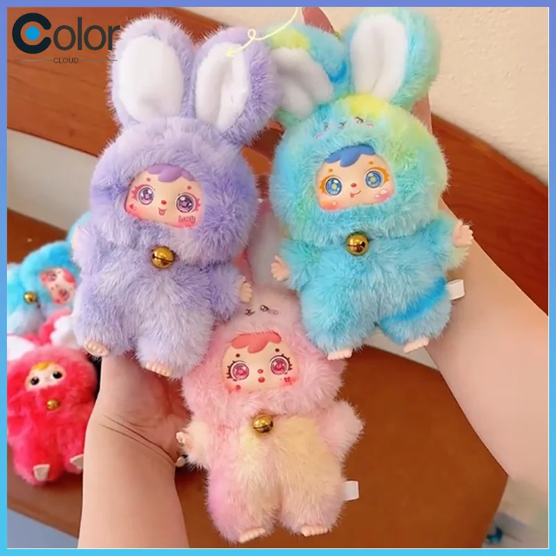 

Genuine "Three Little Mao Magic Colorful Rabbit" Series Blind Box Plush Design Keychain Bag Pendant Doll Creative Halloween Gift