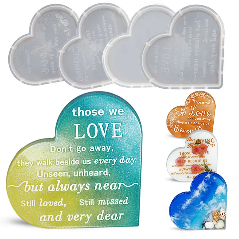 DIY Crystal Silicone Mold Big Size Love Heart Shaped Picture Frame Mirror Jewelry Coaster Ornament Tray Set Silicone Mold