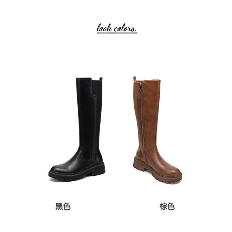 Women Long Boots Autumn Winter Knight Boots 2024 New Thin Design Platform Boots Zipper Long High Simple Fashion Motorcycle Shoes