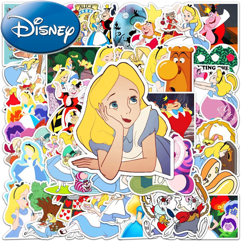 10/30/50 pçs disney anime filme alice no país das maravilhas adesivos bonito dos desenhos animados decalques diy skate bagagem telefone engraçado adesivo decoração