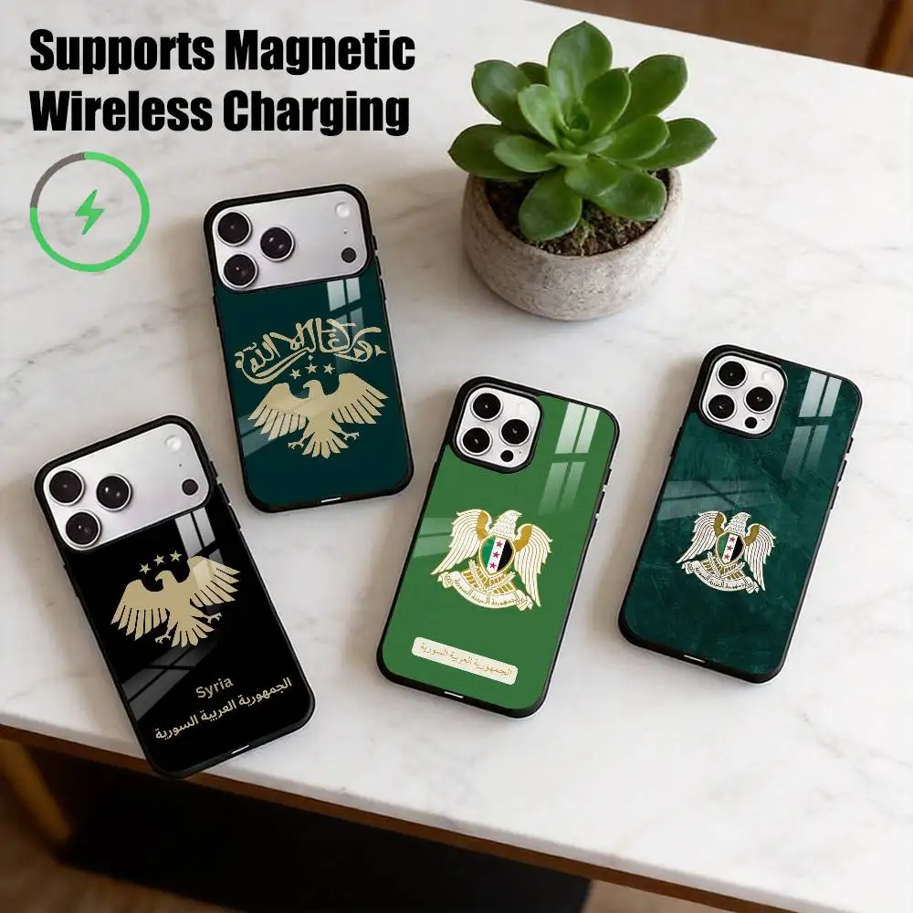 Syria Syrian Flag National Emblem  Phone Case For iPhone17,16,15,14,13,12Plus,Pro Compatible with magnetic wireless charging