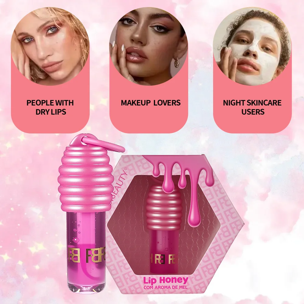 Olio per labbra idratante con infusione di miele - Nutriente per labbra secche, Alta lucentezza, Profumo di miele fresco, Lucidalabbra, Trucco labbra idratante