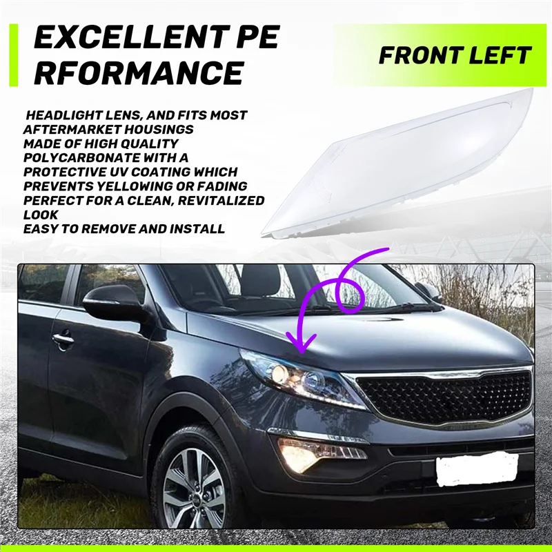 

Car Head Light Lamp Lens For Kia Sportage R 2009-2012 Headlight Cover Car Replacement Auto Shell