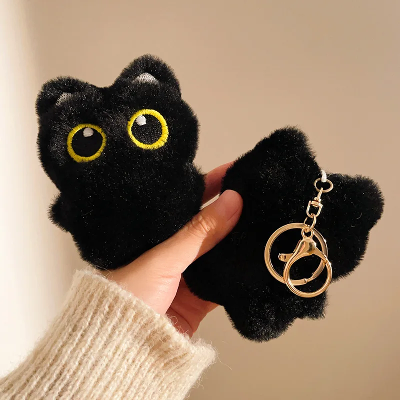 

Plush Keychain Black Car Key Ring Pendant Black Key Ring Plush Little Bag Charm For Bag Charms Hanging Ornament Birthday