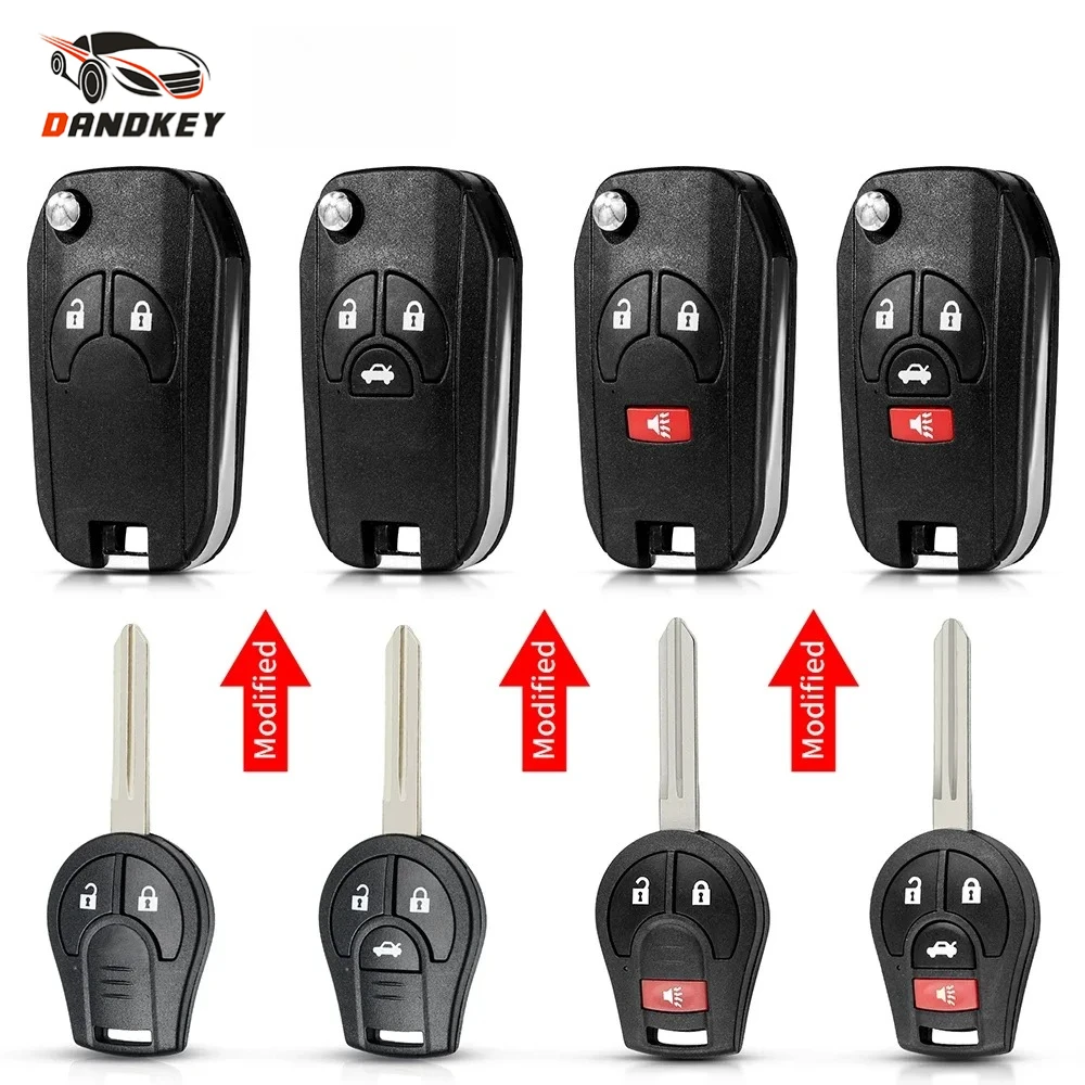 

Модифицированный ключ Dandkey для Nissan Sylphy Cube Juke Rogue Micra Qashqai Altima Maxima Sentra Versa, флип-чехол для дистанционного ключа автомобиля