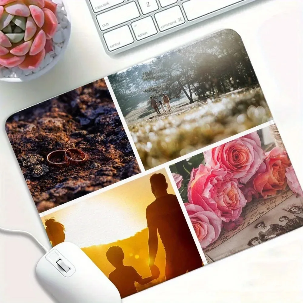 Customizable Photo Collage DIY Large Desk Mat, Upload Personal Pictures Cubicle Decor Mouse Pad, Creative Birthday Holiday
