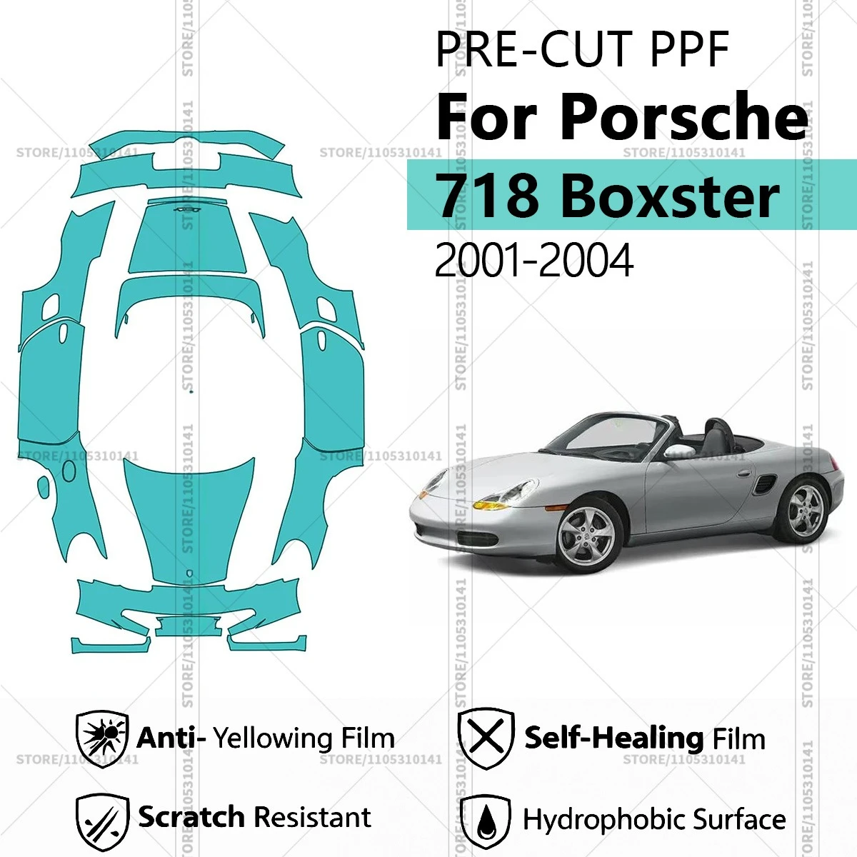 Pre-Cut Paint Protection Film PPF Transparent Car Film Professional Automotive PPF For Porsche 718 Boxster 2001-2004