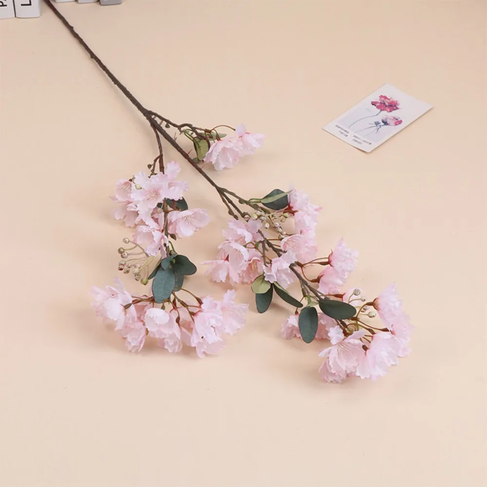 

90cm Artificial Lagerstroemia Flower Elegant Plastic Silk Cherry Blossoms Branch Handmade Fake Flower Outdoor Decor
