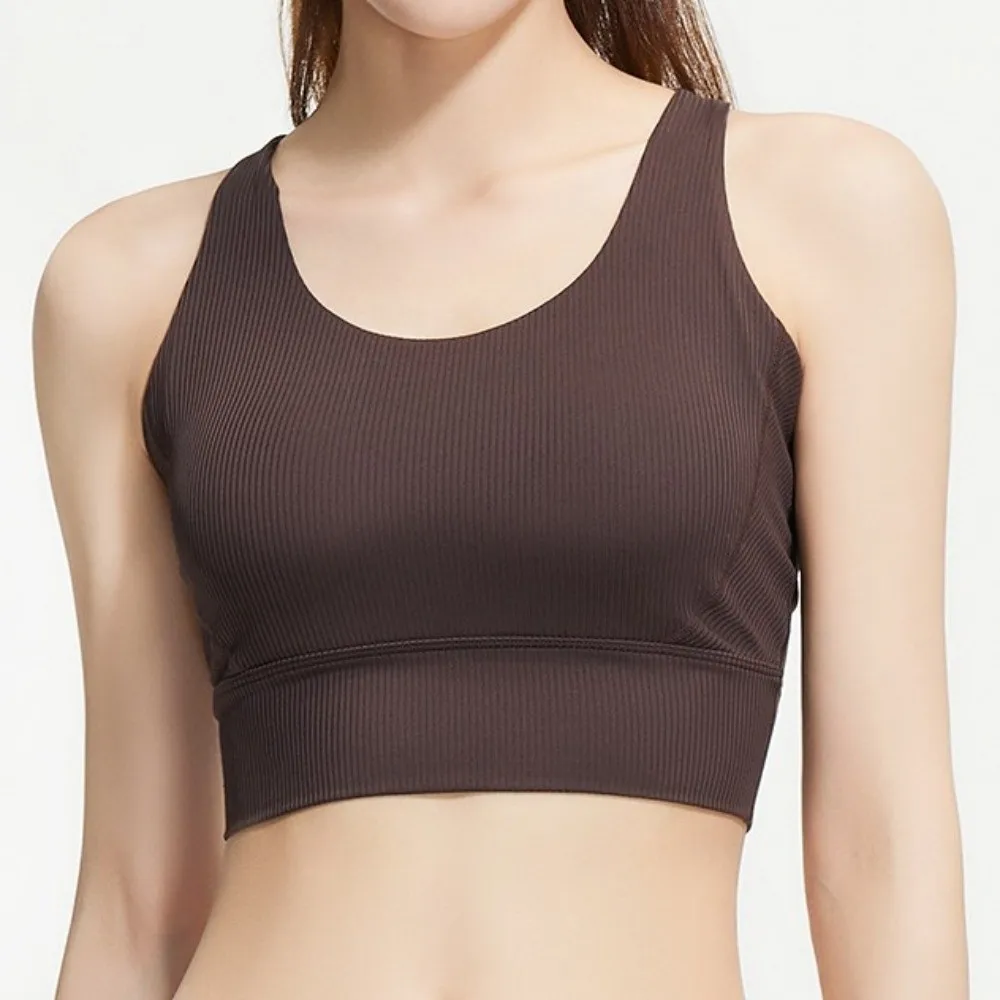 حمالة صدر رياضية لليوجا للنساء منقوشة متقاطعة مقاومة للصدمات حمالة صدر لليوجا مع وسادات ثابتة ملابس داخلية بدون خياطة