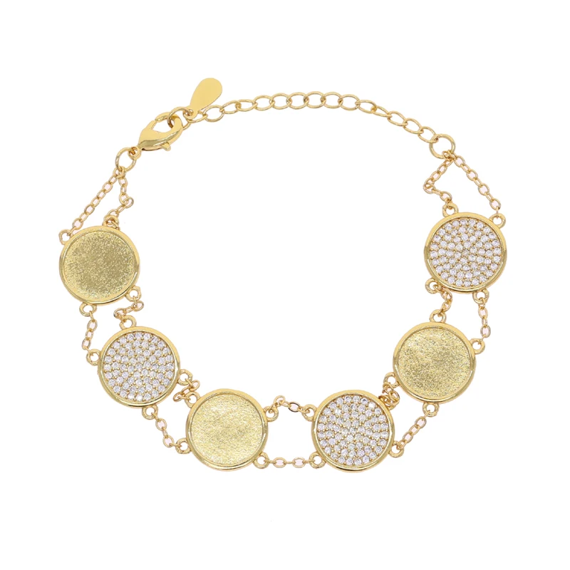 

New Arrivals Iced Out Bling Micro Paved Geometry CZ Water Drop Tassel Pendant Wide Bracelets Wedding Women Jewelry