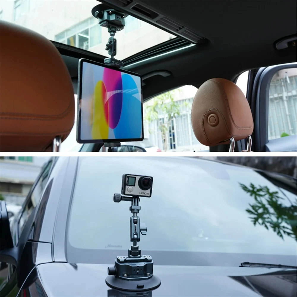 

New Hand Pump Car Suction Cup Phone Action Camera Holder W NATO 360 Adjustable 1/4" 3/8" for Gopro Insta360 DSLR Action Camera
