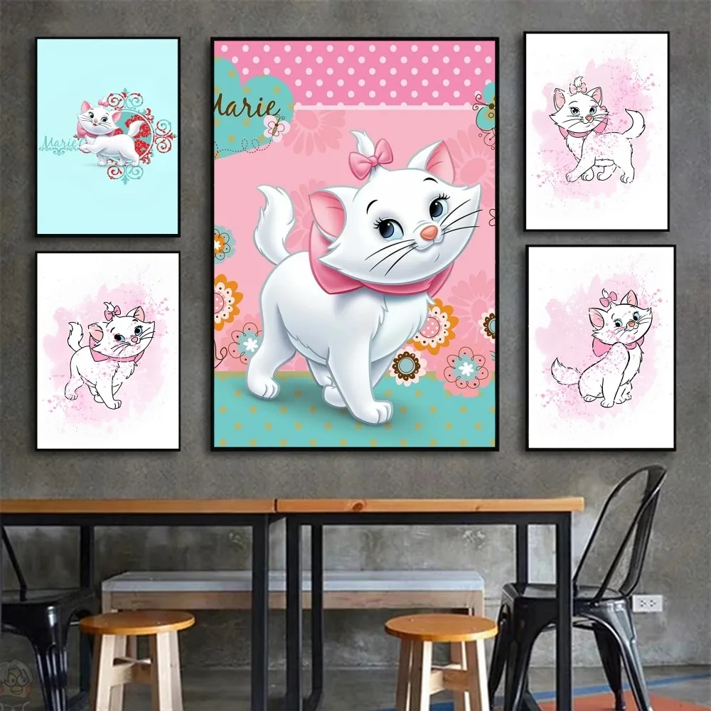 1PC Disney Marie Cat Poster Stickers Art Wall Murals Decor Game Room Decor Gifts Kawaii HD Painting Cat Cars