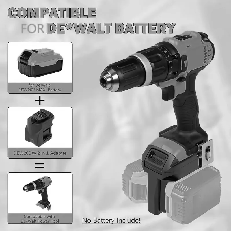 

Адаптер-конвертер для аккумуляторов Dewalt 2-в-1: с литий-ионных аккумуляторов Dewalt 18В/20В на беспроводные электроинструменты Dewalt 20В