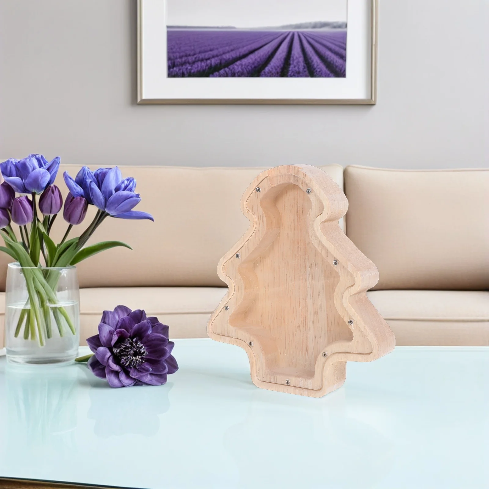 2個セット クリスマスツリー型貯金箱 木製 子供用貯金箱 コンパクトコインホルダー ホリデーパーティーの記念品やギフトに