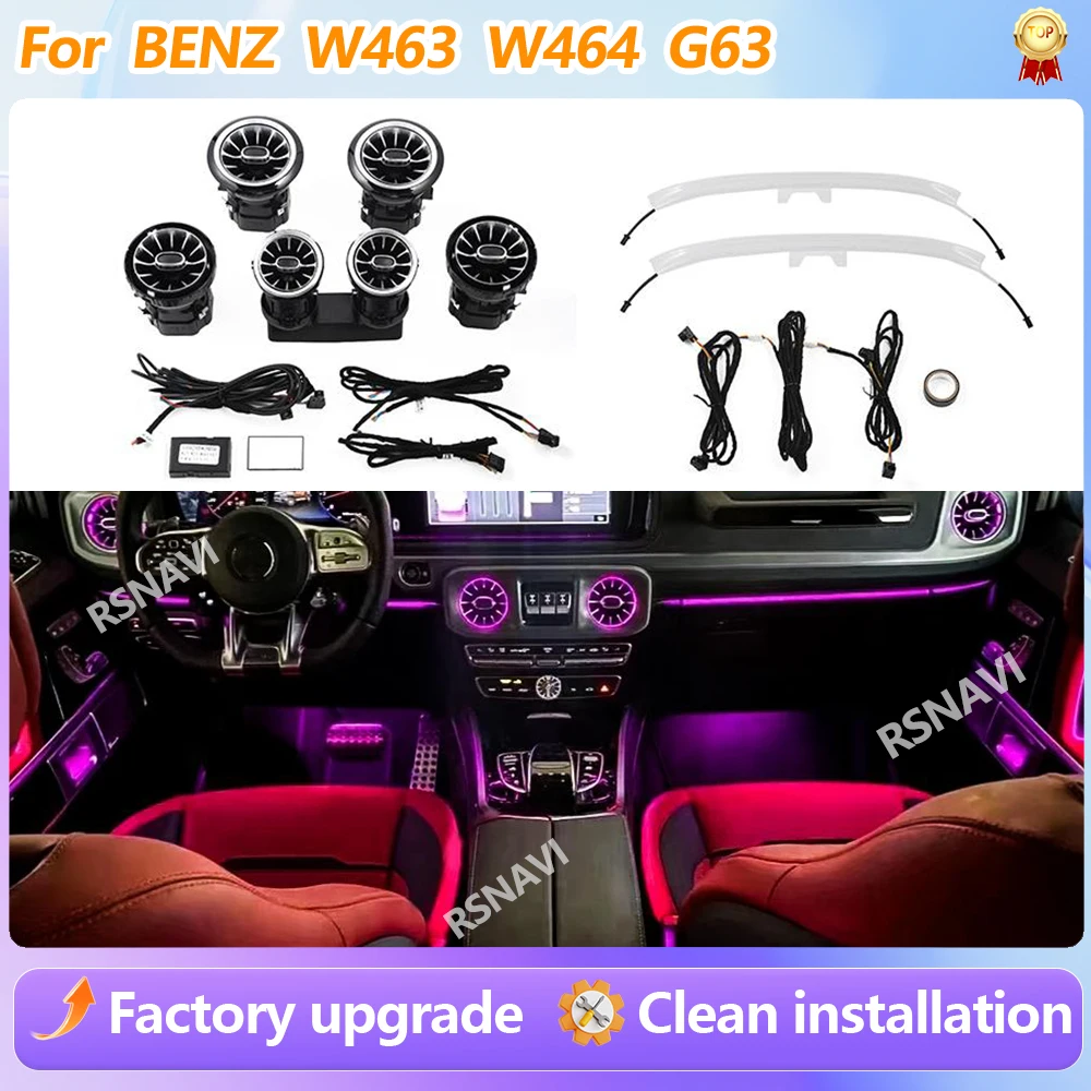 For Benz W463 W463A G63 G550 G500 2019+ Car 8/64 Colour LED Ambient Light Back Turbine Air Outlet Nozzle Backrest Light Upgrade