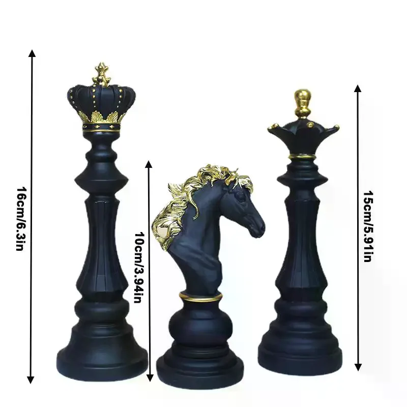 الكلاسيكية قطعة الشطرنج اكسسوارات الديكور الراتنج الملك الملكة فارس الحرف سطح المكتب دراسة غرفة المعيشة الديكور Chessman #6