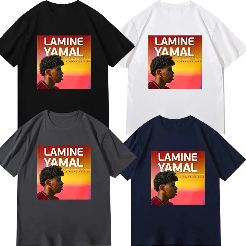 Lamine Yamal Short Sleeve T-Shirt Men's/Women's Tops Round Neck 2024 Spain Cotton T Shirt Street Adult Children's T-Shirt