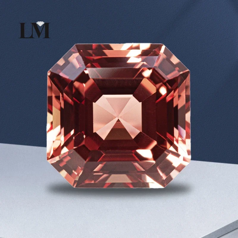 

Top Lab Grown Sapphire Sunset Orange Color Square Asscher Cut VVS1 Charms DIY Jewelry Making Material Selectable AGL Certificate