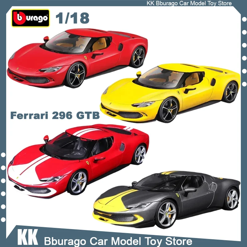 

New Bburago 1:18 Ferrari 296 Gtb Alloy Miniature Diecast Sports Car Model Ferrari 296 Gtb Assetto Fiorano Car Toys Birthday Gift