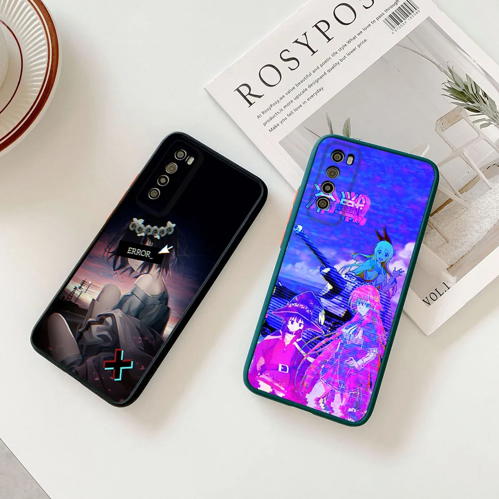 Phone Case For Samsung S24 S23 S22 S21 S20 S10 A54 A71 A72 A73 Note20 Ultra Vaporwave Girl Anime Matte Frosted Translucent Cover