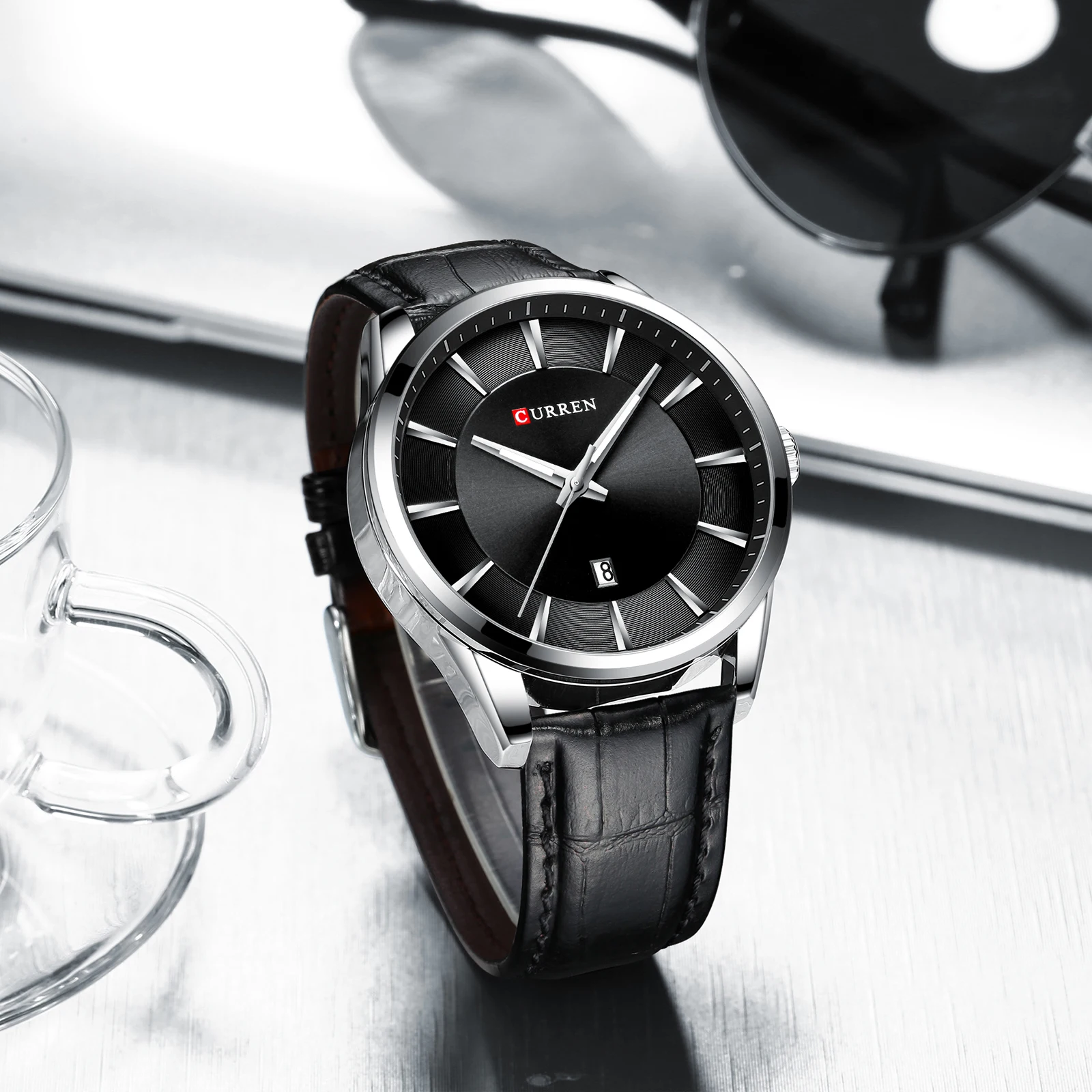 

CURREN 8365 Quartz Watches for Men Leather Strap Male Wristwatches Top Luxury Brand Business Men's Clock 45 mm Reloj Hombres