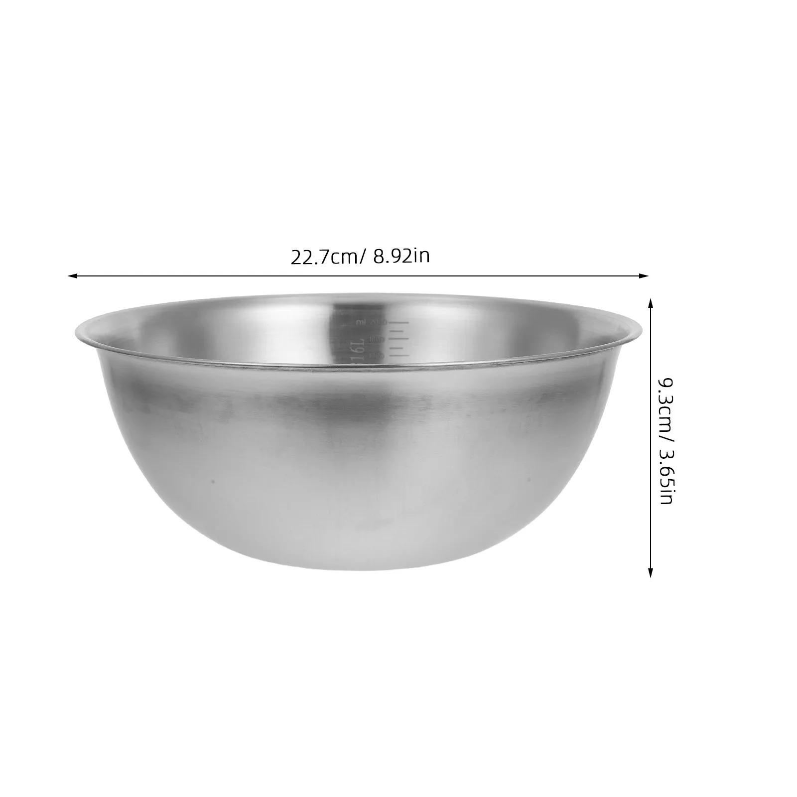 Thickened Stainless Steel Mixing Bowl 23Cm Large Capacity Baking Prep Bowl with Measurement Scale Salad Vegetable Washing