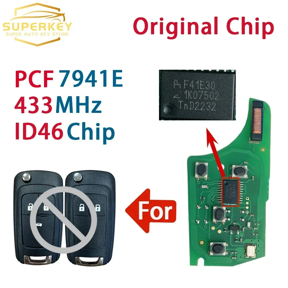 SUPERKEY PCF7941E 433MHz Car Key Circuit Board For Chevrolet Cruze Sonic Malibu Impala Equinox Camaro Orlando For Opel Vauxhall