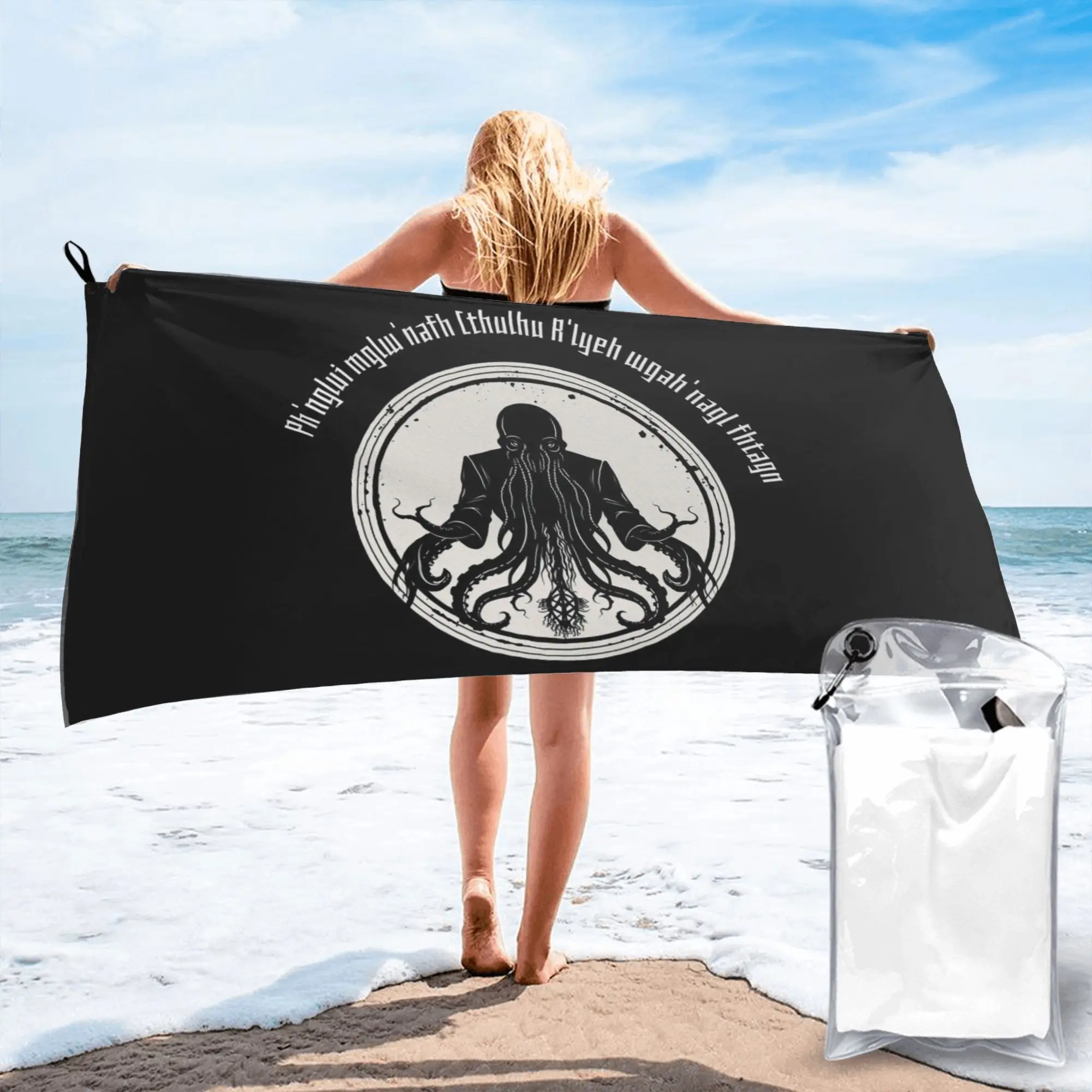 Lovecraft Great Cthulhu Beach Towel Soft Microfiber Quick Dry Absorbent Quick Towels For Bath