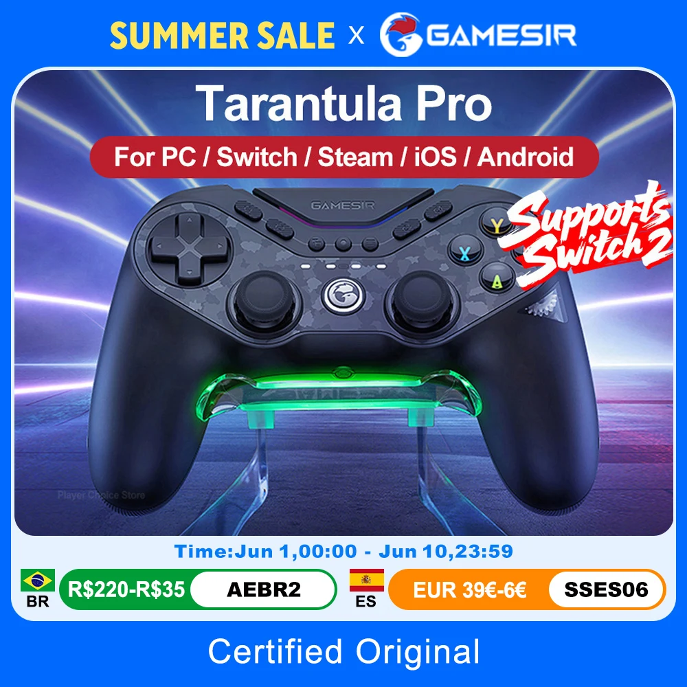Manette de jeu GameSir Tarantula Pro pour PC, Nintendo Switch 2, Android, iOS, avec joysticks TMR Hall, NFC et gyroscope 6 axes