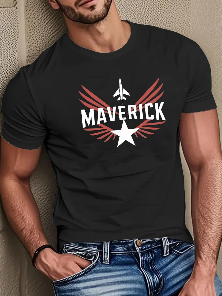 

Aviation-Themed Maverick Airplane&Fighter Jet Graphic design-100% cotton O-neck short sleeve casual printed men's T-shirt.