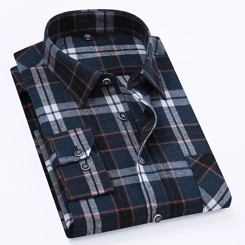 Camisa de manga larga para hombre, camisa informal de 100% algodón puro a cuadros para uso diario en el hogar, talla grande 8XL, 9XL, 10XL, 11XL,