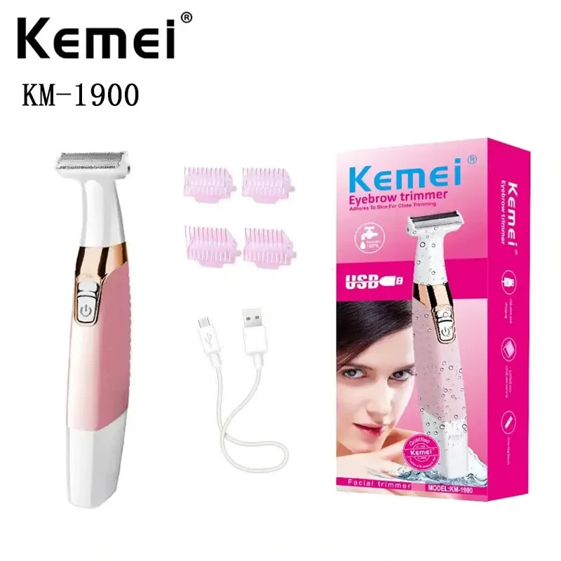 Kemei KM-1900 depiladora eléctrica portátil recargable eléctrica para mujer máquina de corte y depilación de cuerpo completo