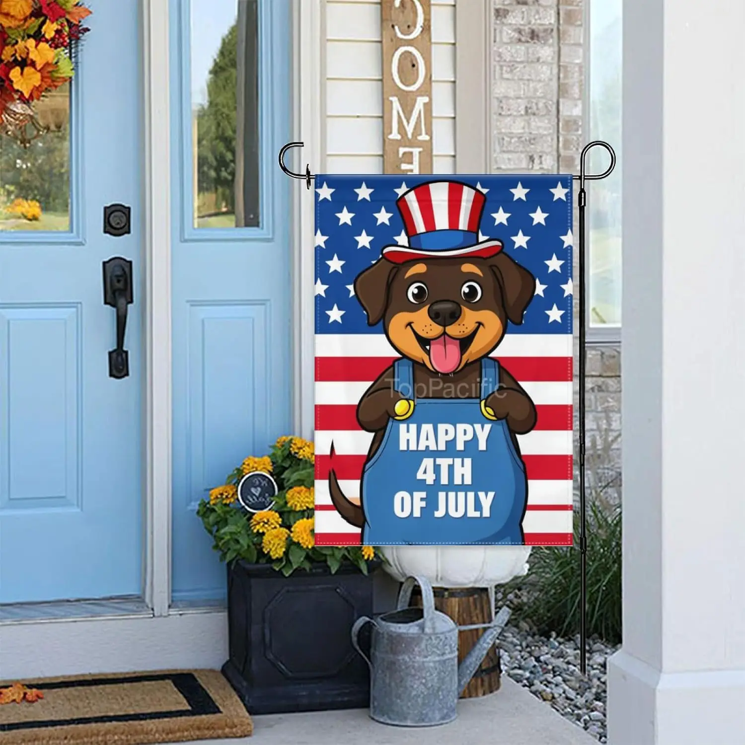 Happy 4th of July Garden Flag 12×18in Double Sided Patriotic Dog Overalls Uncle Sam Hat Summer UV Protected Outdoor Yard Fla yyi