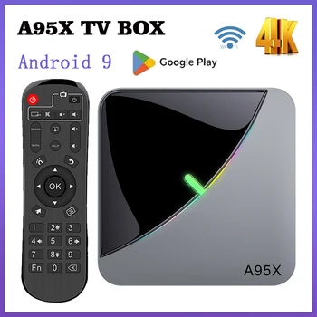 듀얼 와이파이 RGB 라이트 스마트 TV 박스, 셋톱 TV 박스, 안드로이드 9.0 미디어 플레이어, A95X, Air 4K, 2.4G, 5G, Amlogic S905X3, 4GB, 32GB, 64GB 