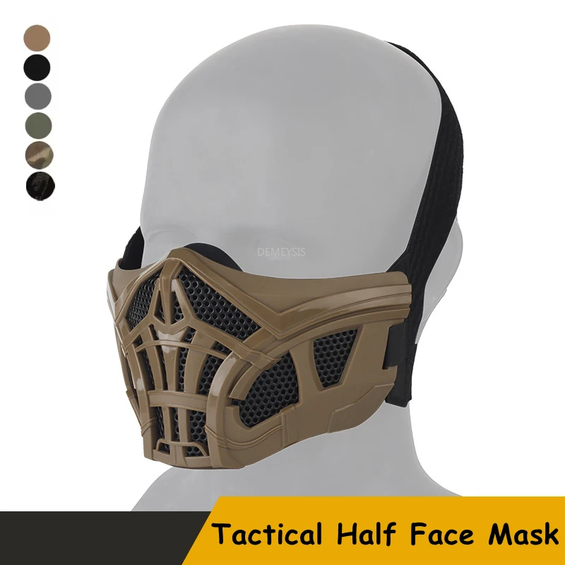

Тактическая полумаска для страйкбола, стрельба, внутренний силиконовый дизайн, дышащая стальная сетка, маски для лица, реквизит для косплея на Хэллоуин