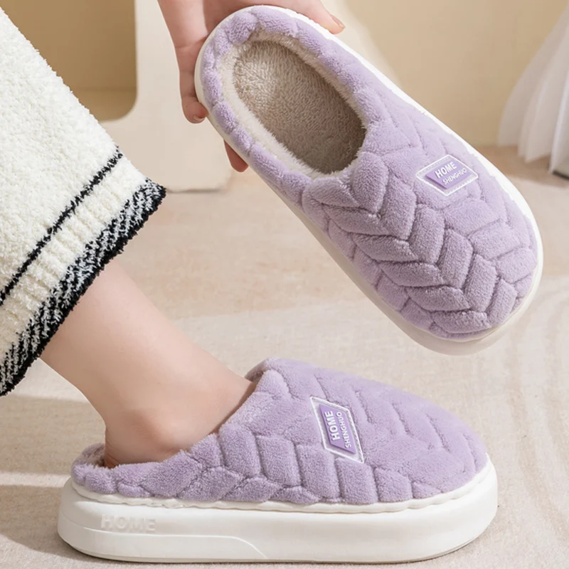 لينة سميكة القاع رقيق الفراء شبشب منزل النساء 2025 شتاء دافئ طويل أفخم عدم الانزلاق النعال المنزل زوجين القطن الشرائح 45 #1