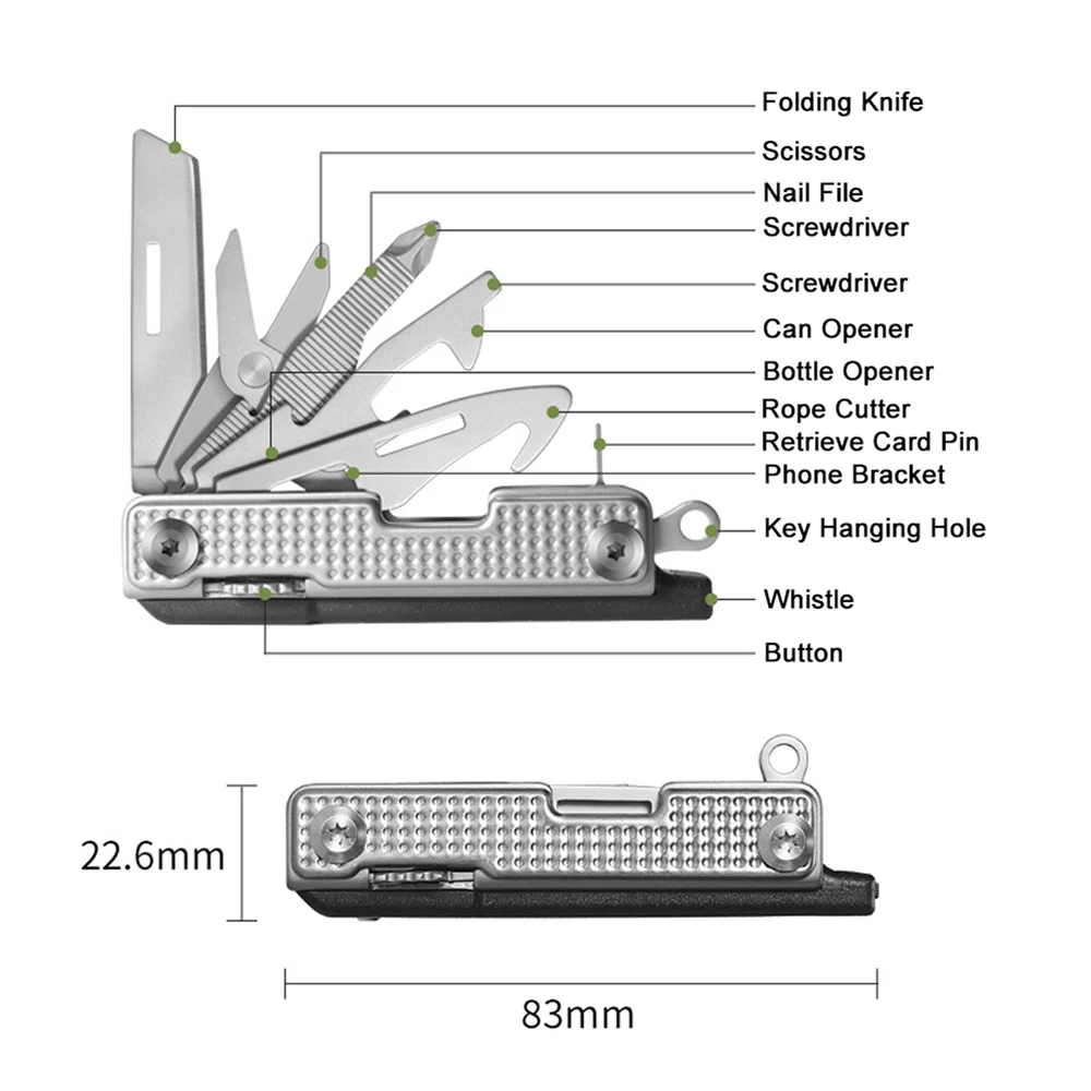 5Cr15Mov Steel Multi-tool Folding Knife Portable EDC Camping Emergency Tools Survival Tourist Hiking Pocket Knife with Whistle