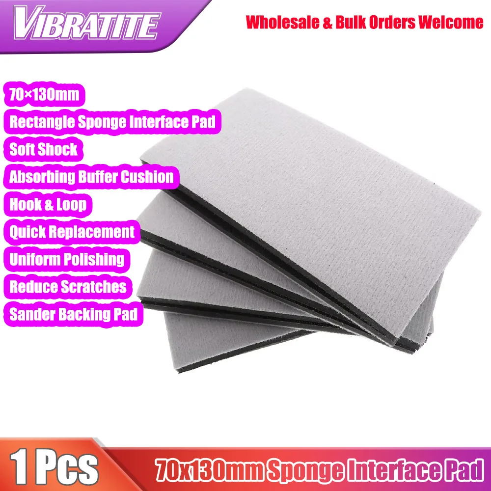 70X130mm Rectangle Soft Sponge Interface Pad Damping Pad for Sander Backing Pad Abrasive Tools Accessories - Hook and Loop
