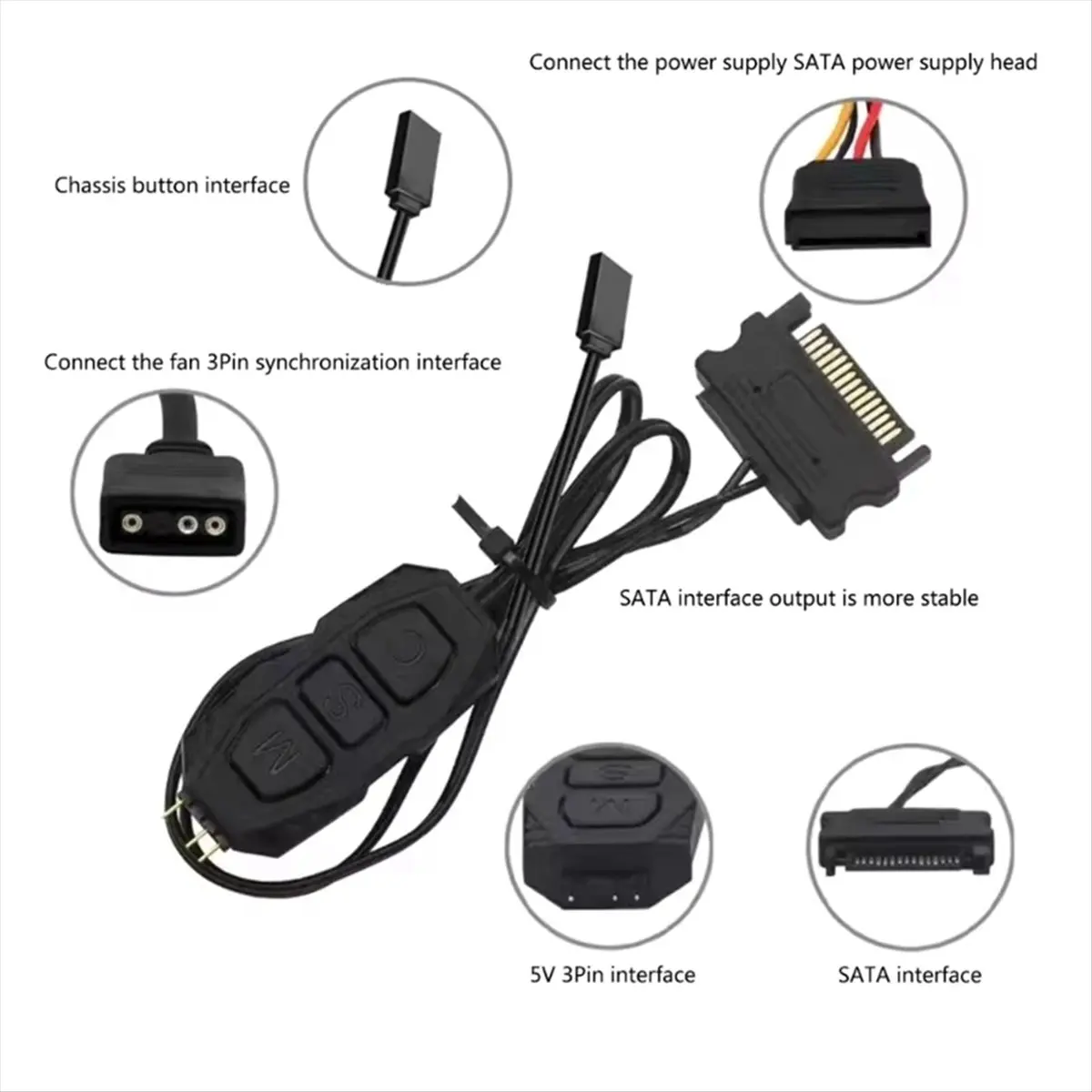 【A60I】 ARGB Controller Cable 5V 3 Pin RGB Controller for PC Motherboards