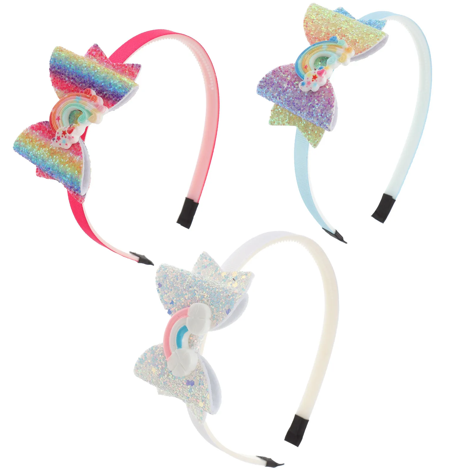 Gradient Rainbow Hair Bands 3pcs Bowknot Headbands for Women Girls, Lightweight Comfortable Costume Party Photo