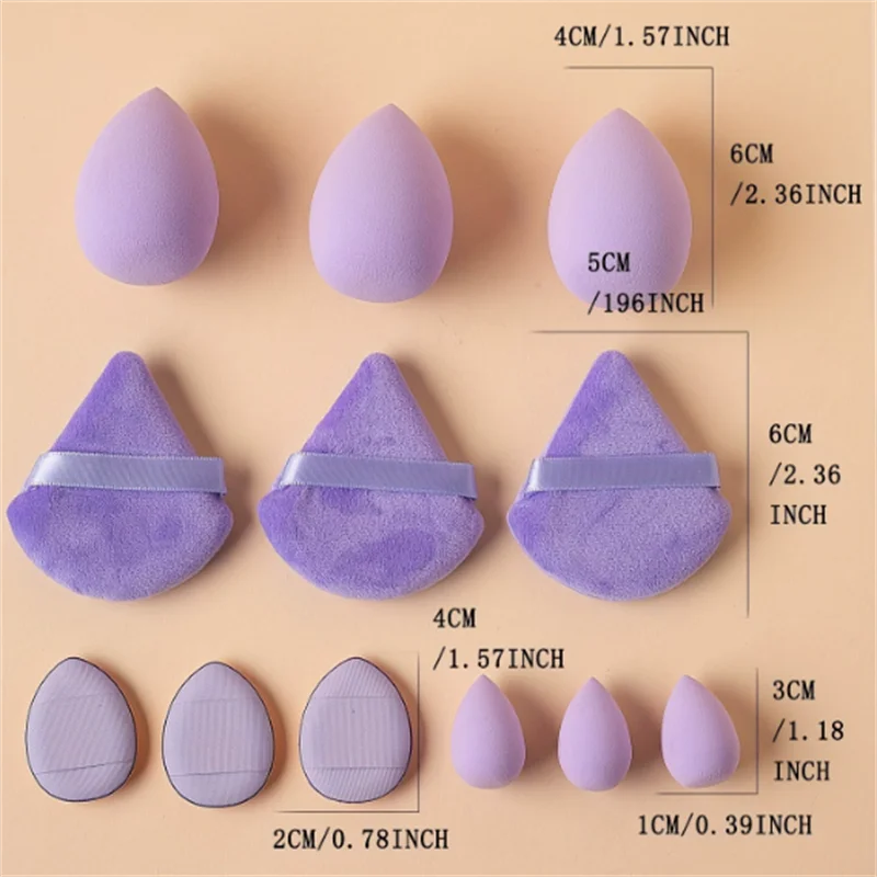 Zestaw gąbek do makijażu w jednolitym kolorze z wyciętymi podkładkami w kształcie kropli do aplikacji makijażu w stylu akwareli