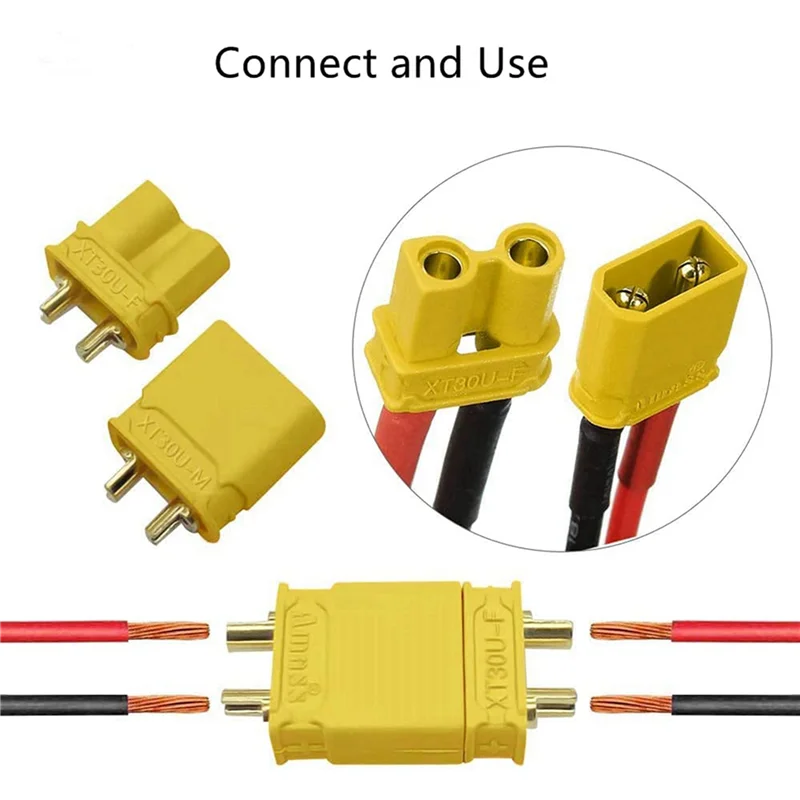 B28C-XT30 30 Pairs ذكر أنثى موصلات البطارية XT30U ذكر أنثى موصلات المكونات المستديرة أنثى مع أنبوب الانكماش الحراري