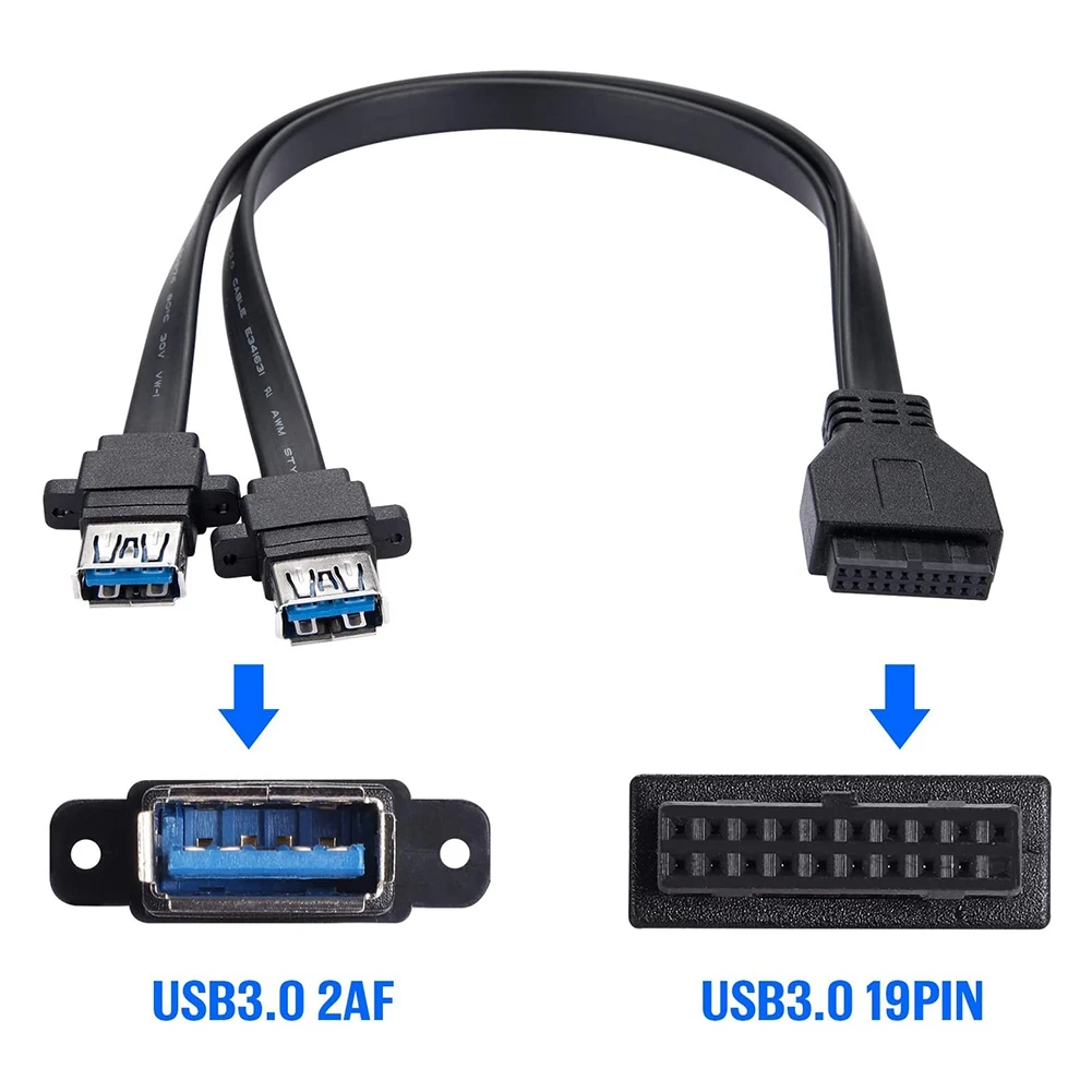 Cavo USB 3.0, femmina A 19 Pin maggiore di 2 USB 3.0 (A) femmina, per sostituire la porta USB della custodia del Computer (0.3 M)