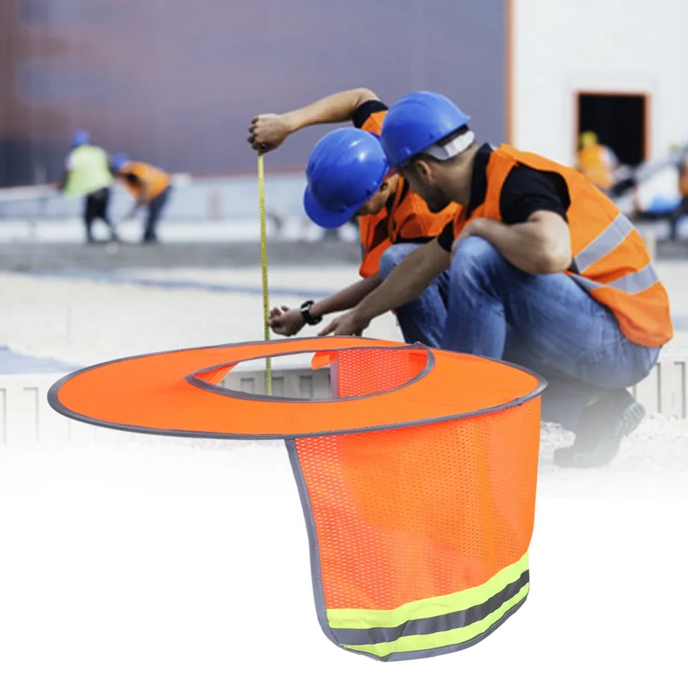 Neck Flap Breathable Hard Hat Orange Reflective Sun Visor Summer Large Brim Sun Shade Construction