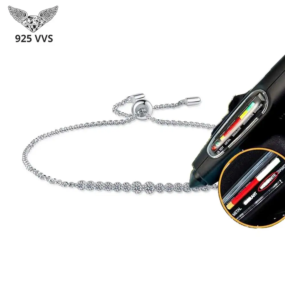 S925 Sterling Silver Inlaid With VVS1 All Moissanite Bracelets Iced Out 0.24CT Round Diamond Fashion Hip Hop Women Jewelry Gifts